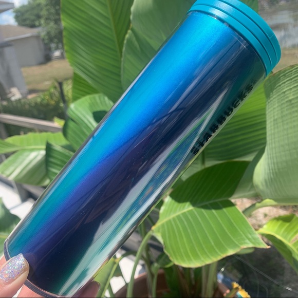 Starbucks Teal Iridescent Hot Tumbler Ombre Blue Cold Cup 16oz Insulated NWT - Picture 15 of 16